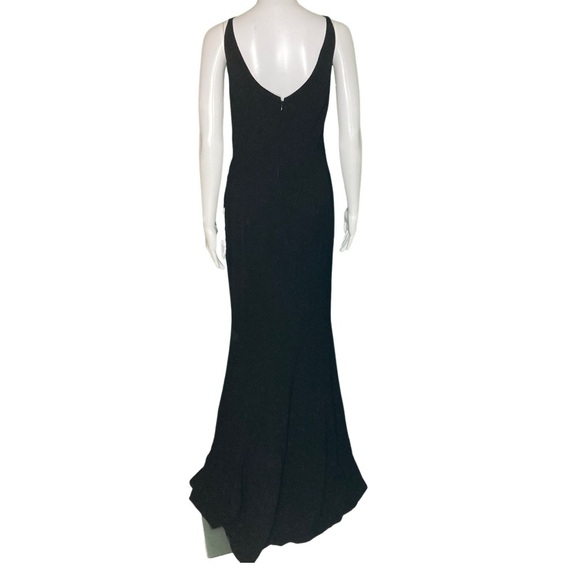 NWT Dress the Population Black Jordan Ruched Side Front Slit Gown - Sz M - Picture 4 of 9
